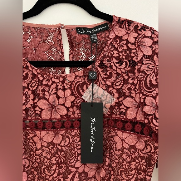 For Love and Lemons Theodora Mauve Bell Sleeve Lace Dress - Picture 3 of 7